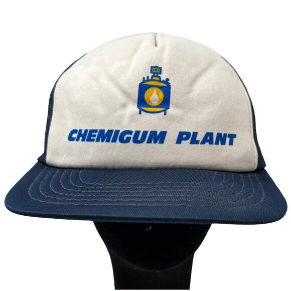 Chemigum Plant Vintage Foam Mesh Trucker Hat Cap Retro Snapback 80's Rubber Tire - Picture 1 of 10
